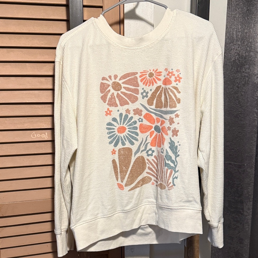 Maurices Cream Floral Sweatshirt
